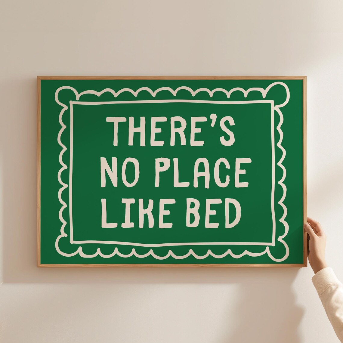 There's No Place Like Bed Retro Bedroom Wall Art Print