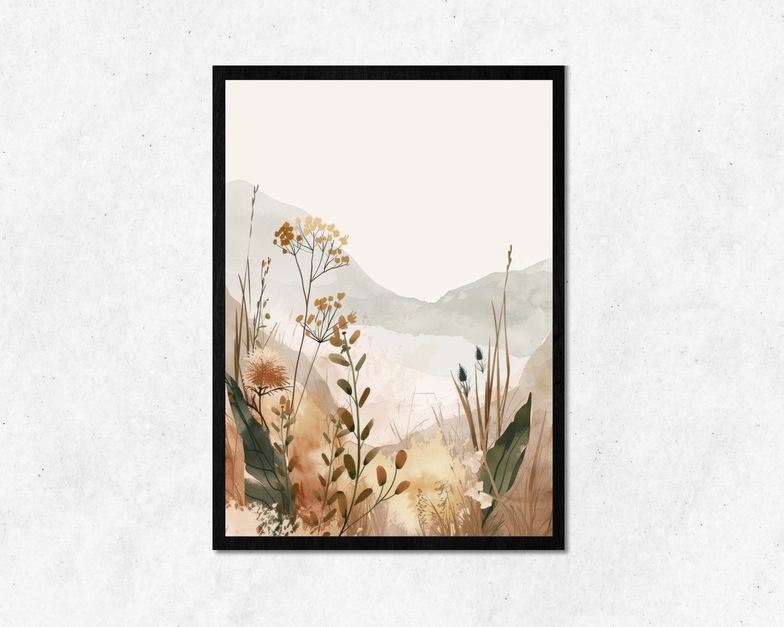 Nature Landscape Botanical Wildflowers Earth Tones Watercolor Poster