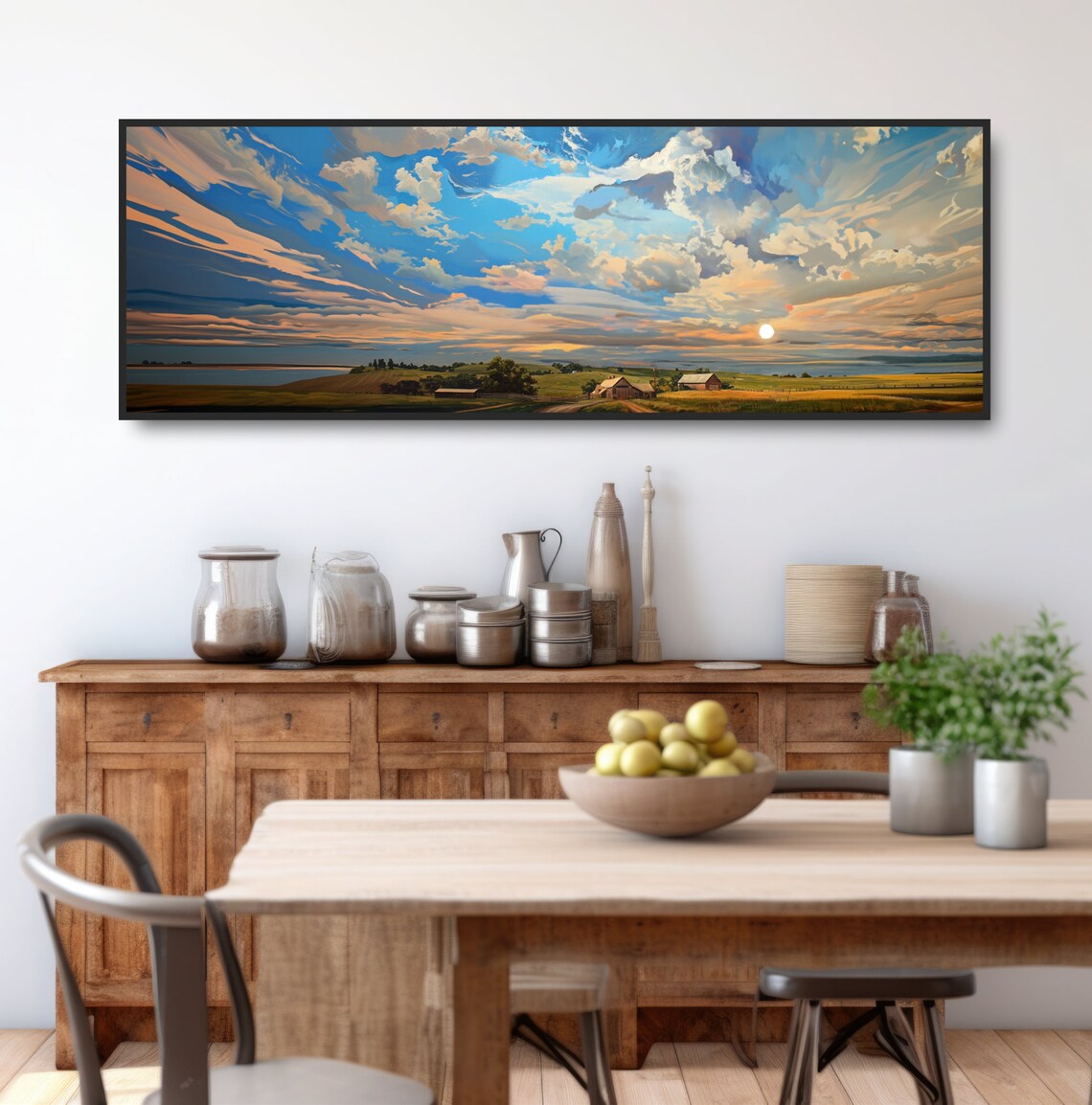 Farm Sunset Dramatic Clouds Panoramic Rural Prairie Landscape Poster - Image 3