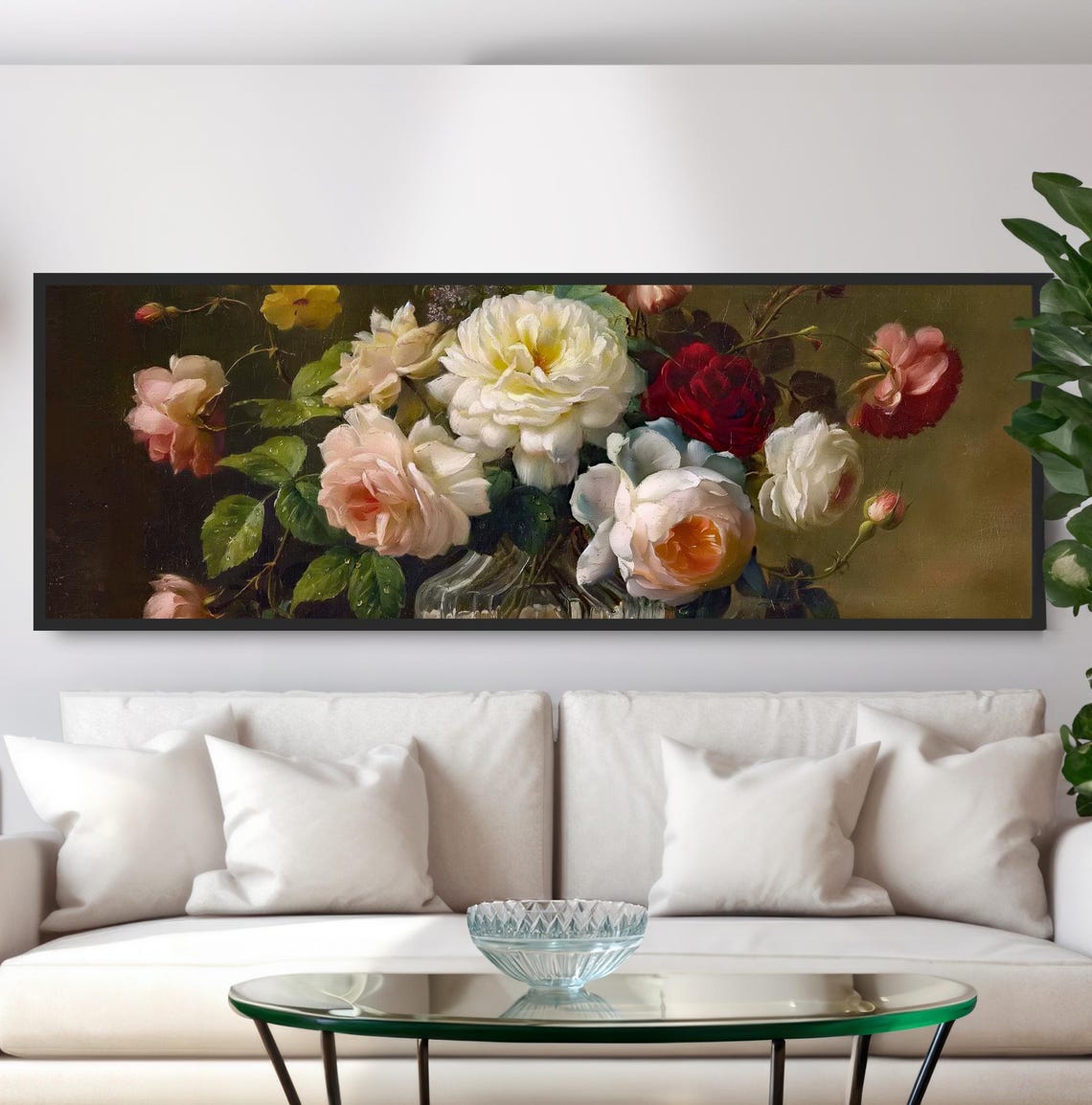 Vintage Roses Oil Painting Print Classic Floral Still Life Decor
