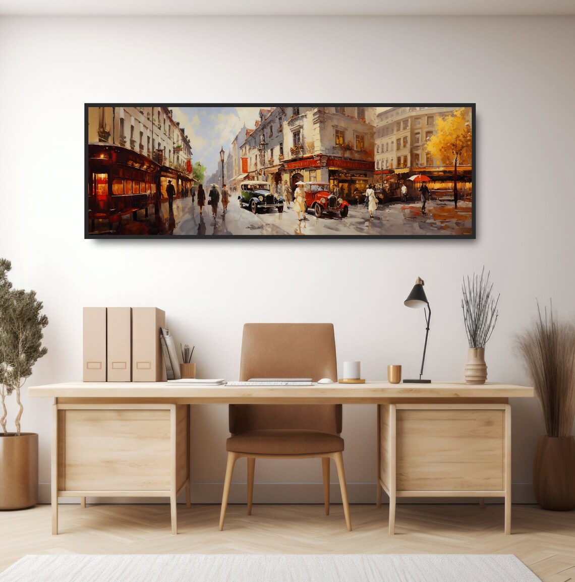 1930s Paris Street Rainy Vintage Cars French Cityscape Art Poster - Image 2