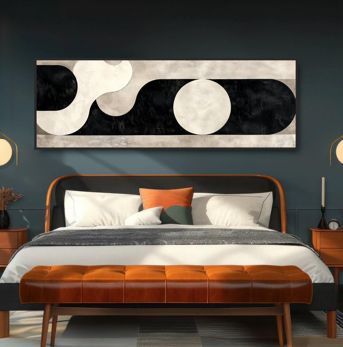 Abstract Geometric Black White Midcentury Modern Minimalist Art Poster - Image 4
