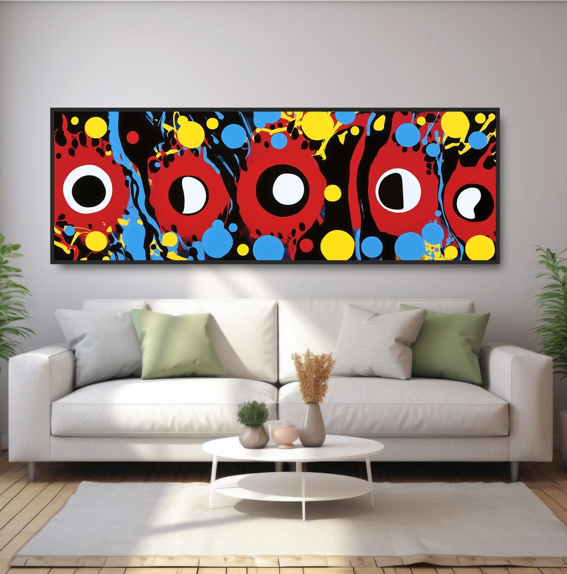 Red Circle Abstract Art Bold Contemporary Dot Splatter Wall Print - Image 5