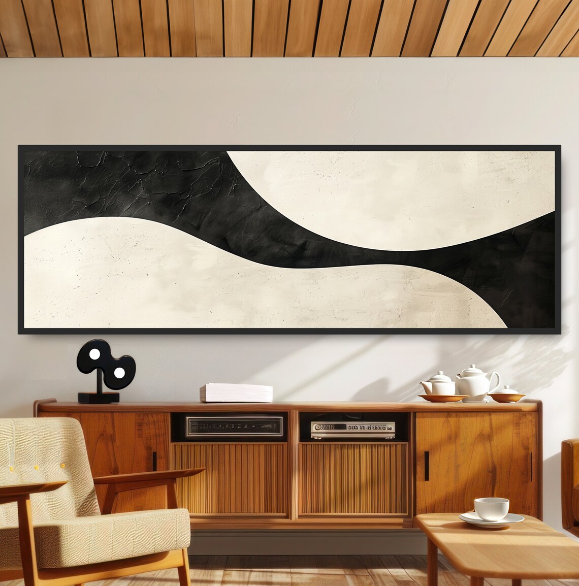 Wabi Sabi Yin Yang Oil Painting Print, Japandi Decor