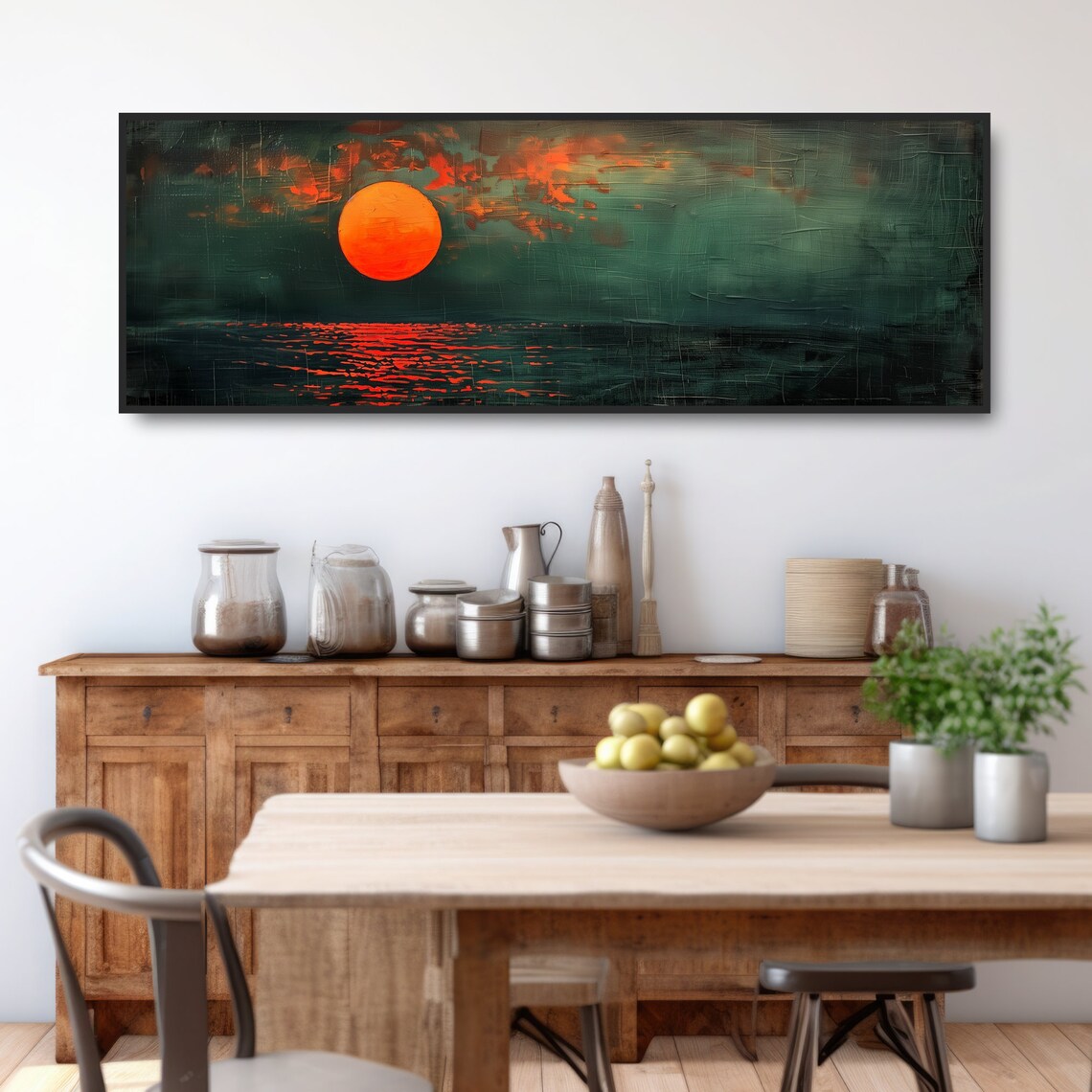 Vintage Sunset Over Ocean, Boho Sea Landscape - Image 3