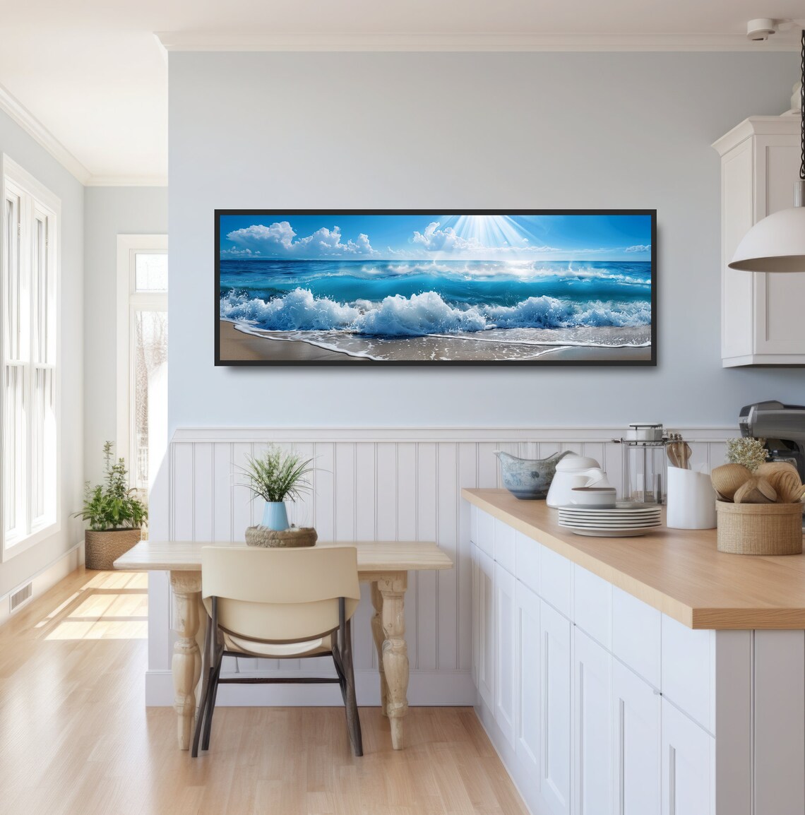 Beach Sun Rays Photograph, Ocean Shoreline Wall Art - Image 3