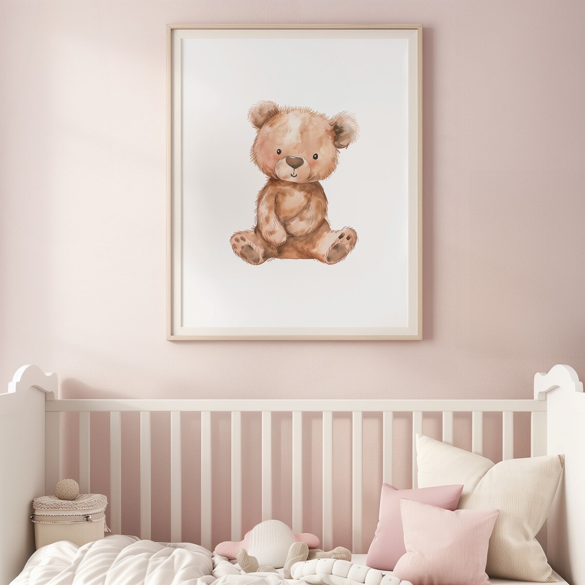 Cute Brown Teddy Bear Watercolor Baby Nursery Room Decor Print - Image 3