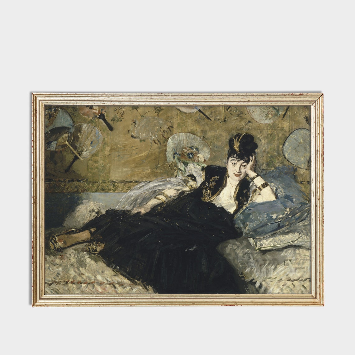 Printed And Shipped Woman With Fans Vintage Portrait Painting Moody Rustic Oil Painting Victorian Female Art Physical Prints - Image 3