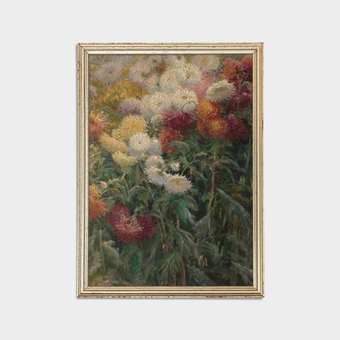 Blooming Chrysanthemum Field in Autumn Vintage Floral Painting Poster - Image 2