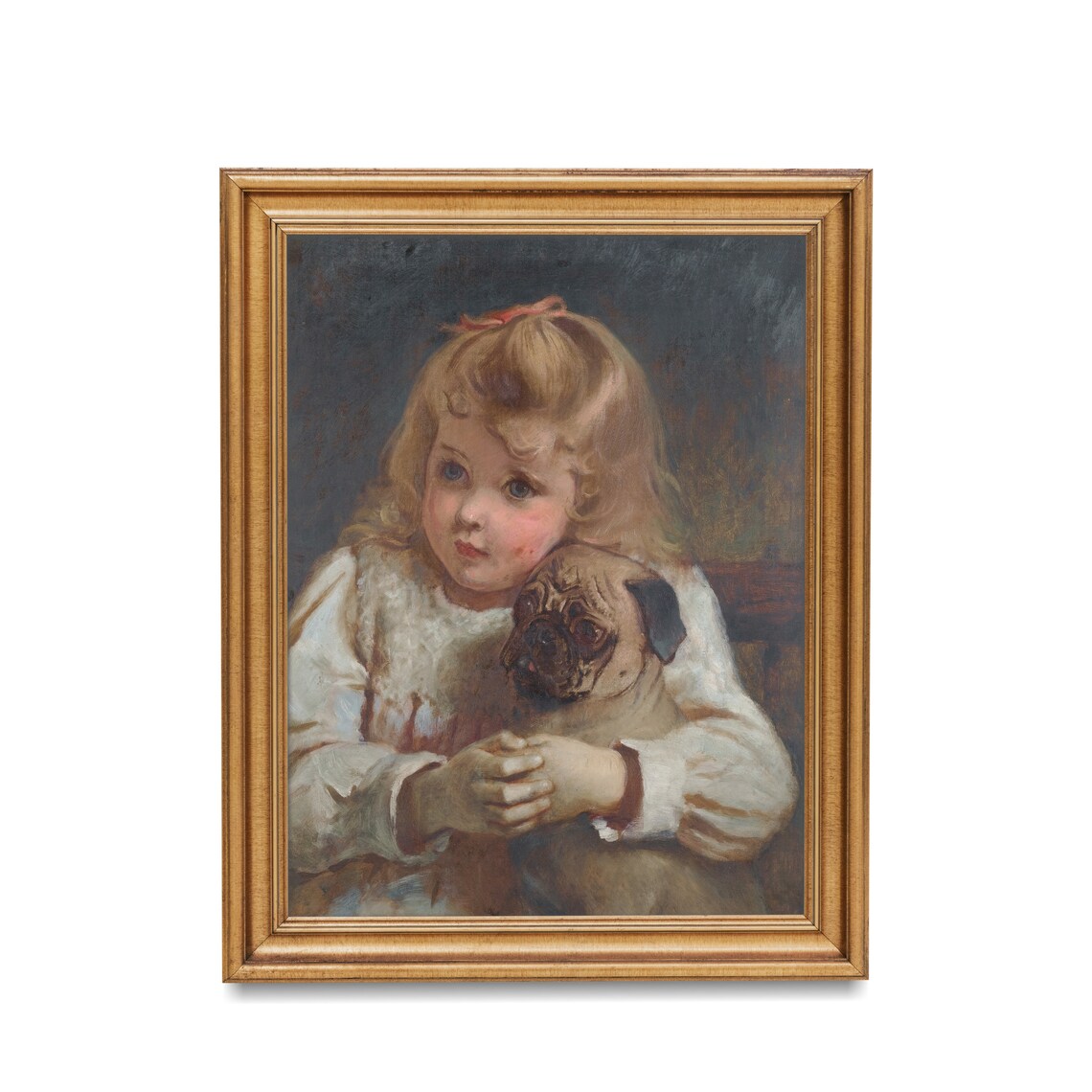 Mailed Print Vintage Dog And Young Girl Painting Antique Print Young Girl With Dog Printed And Shipped Classic Figurative Art - Image 4