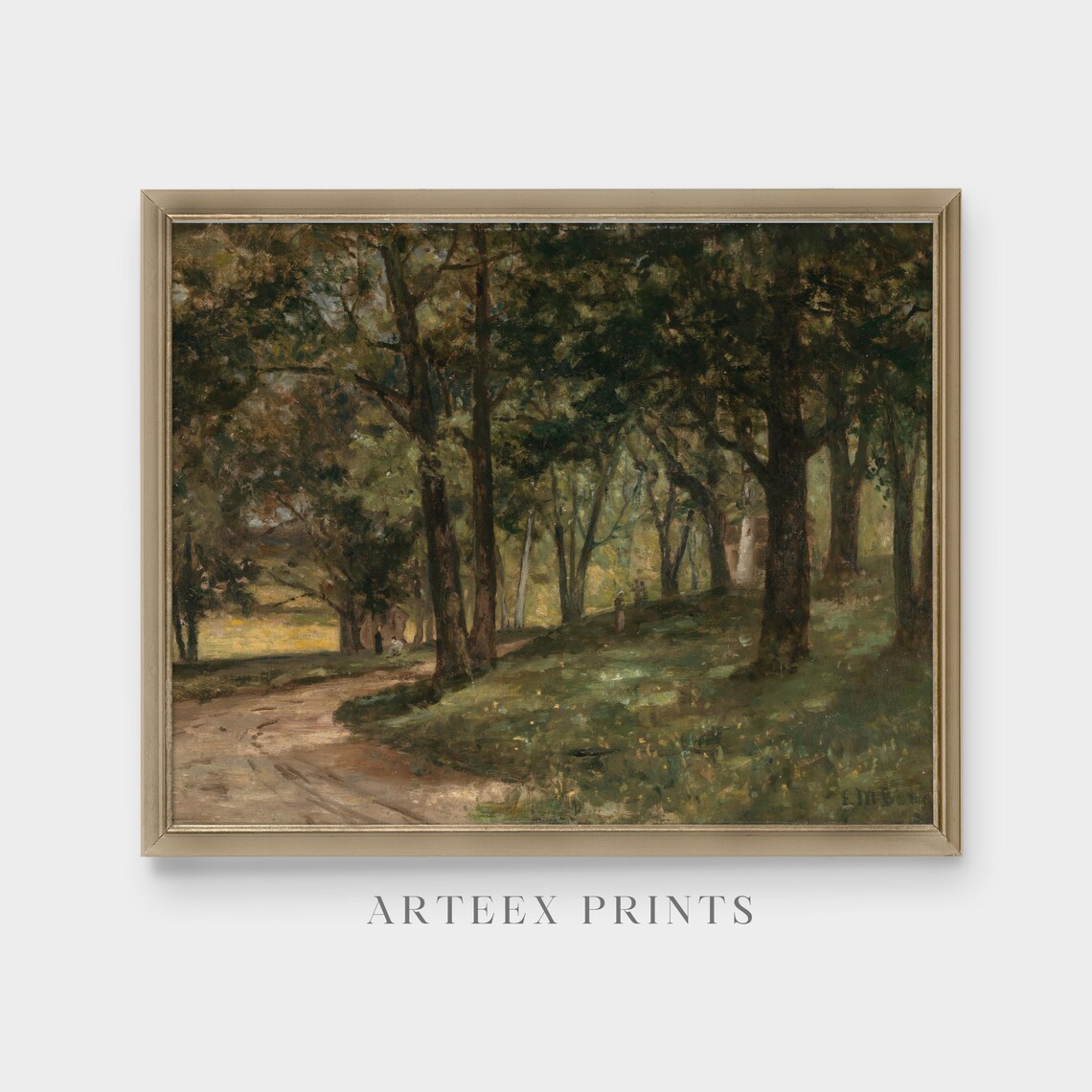 Sun-Dappled Forest Path Between Tall Trees Vintage Woodland Poster - Image 3