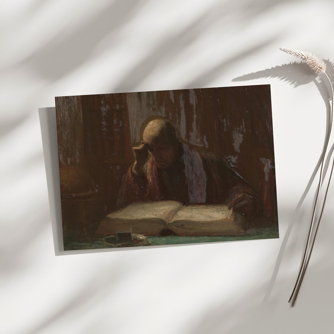 Moody Scholar Reading By Candlelight Dark Academia Oil Painting Poster - Image 3