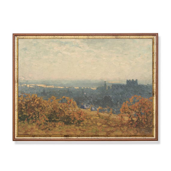 Printed And Shipped Vintage Autumn Landscape Antique Fall Painting Moody Rustic Nature Print Country Scenery Physical Prints