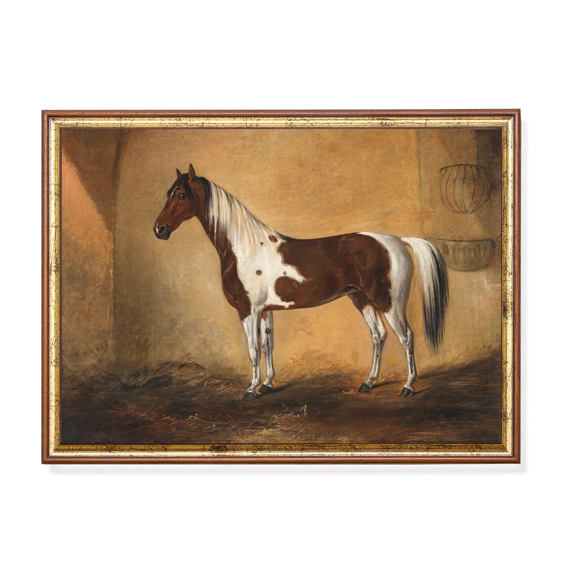 Horse in a Stable Vintage Equestrian Art Print