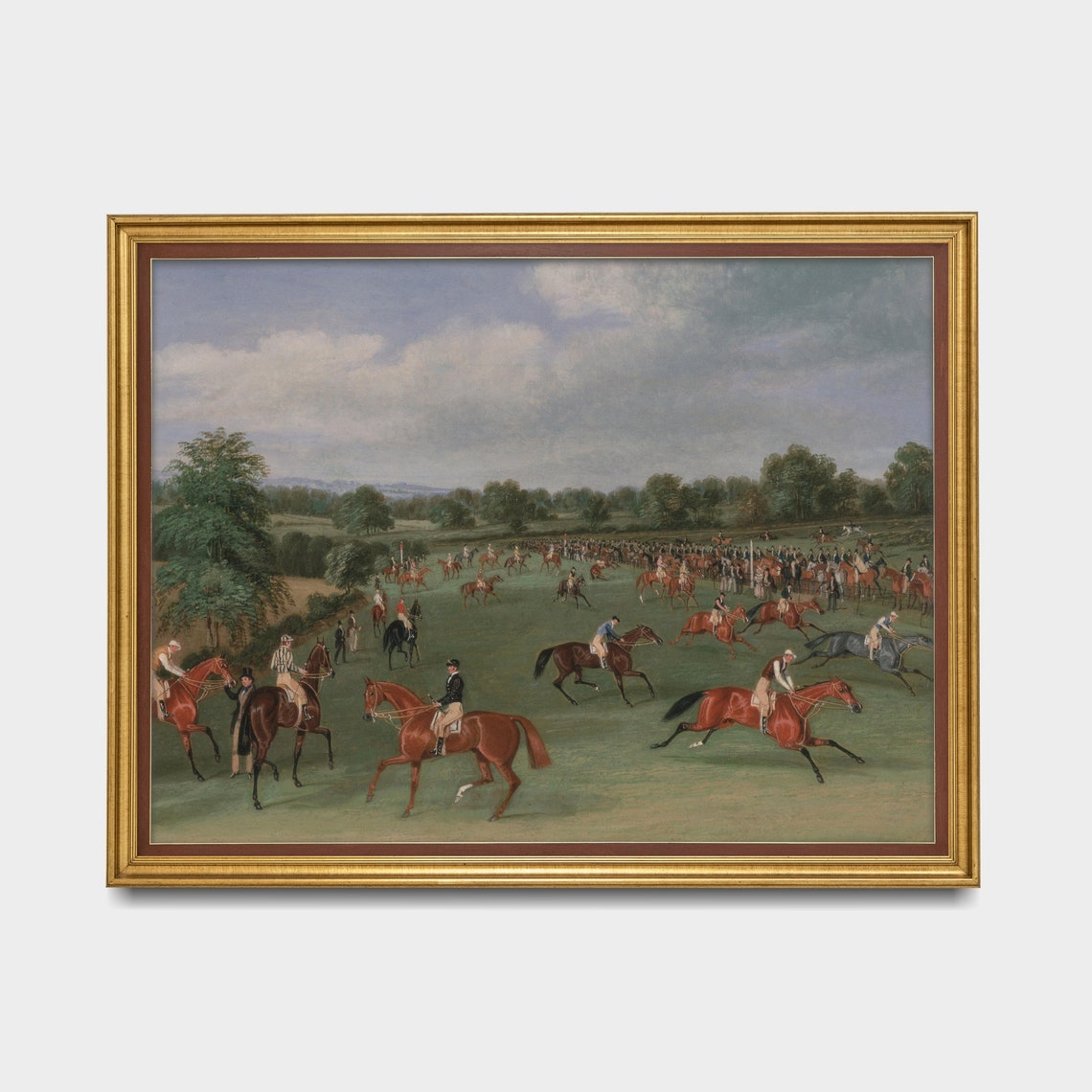 Vintage Horse Racing Painting Antique Equestrian Race Day Wall Art - Image 5