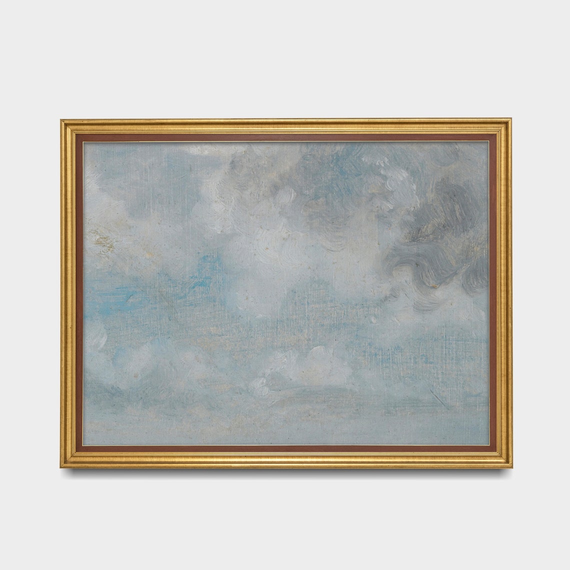 Pale Blue Cloud Study Oil Sketch Sky Vintage Landscape Poster - Image 3