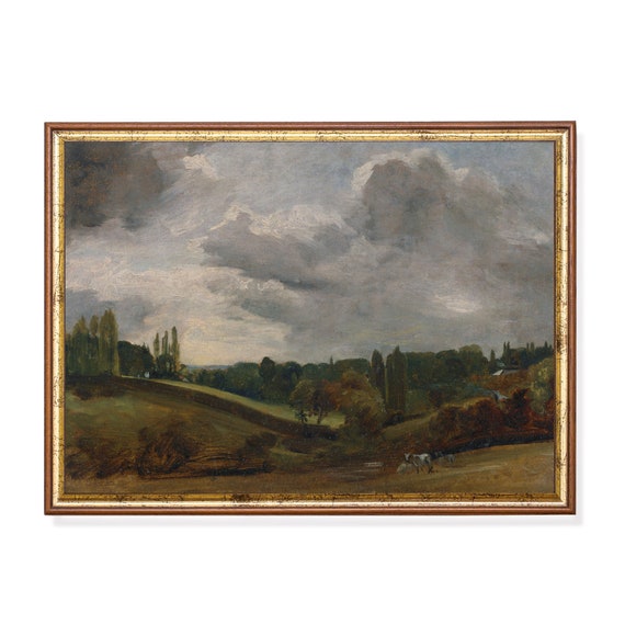 Printed And Shipped Vintage Landscape Painting Antique Country Landscape Moody Rustic Fine Print Farmhouse Decor Physical Prints