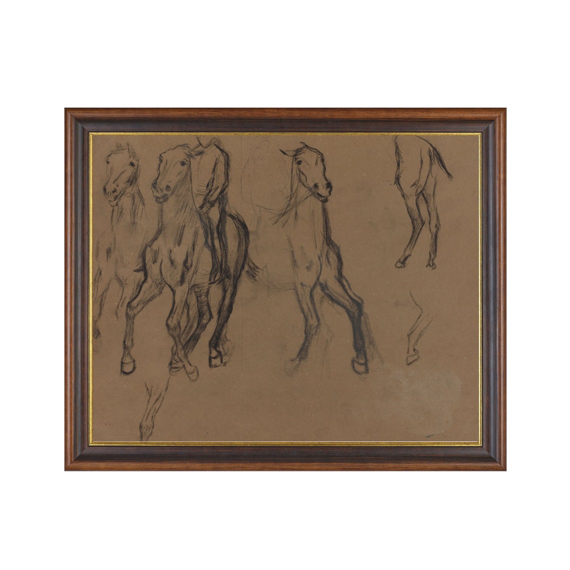 Printed And Shipped Vintage Horse Drawing Antique Sketch Prints Study Of Horses Equestrian Artwork Rustic Moody Print - Image 3