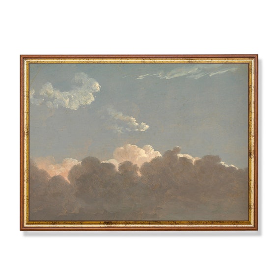 Vintage Cloud Studies Antique Sky Oil Painting Farmhouse Decor Wall Art 19th Century Fine Art Print