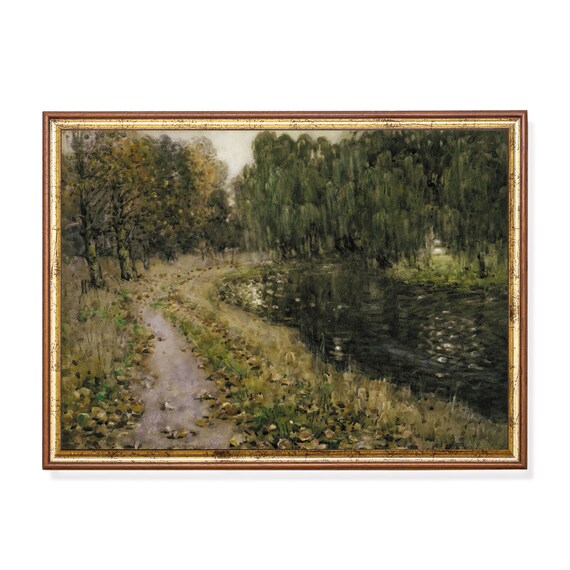 Print And Ship Landscape Painting Vintage Home Decor Nature Forest Artwork Watercolour Rustic Antique Art Mailed Print