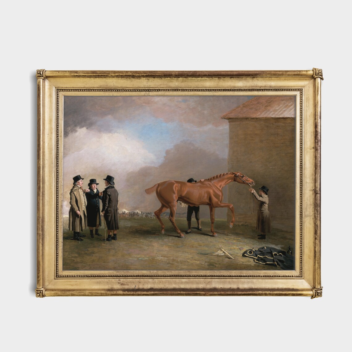 Gentlemen Inspecting a Chestnut Racehorse at the Stable Poster - Image 2