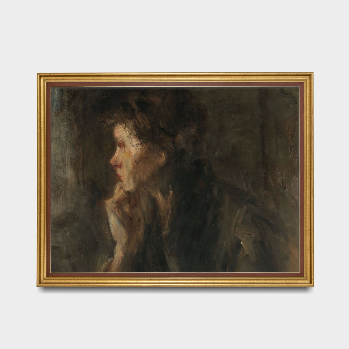 Vintage Woman Portrait Antique Moody Painting Victorian Lady Print Rustic Wall Art Instant Vintage Oil Painting - Image 2