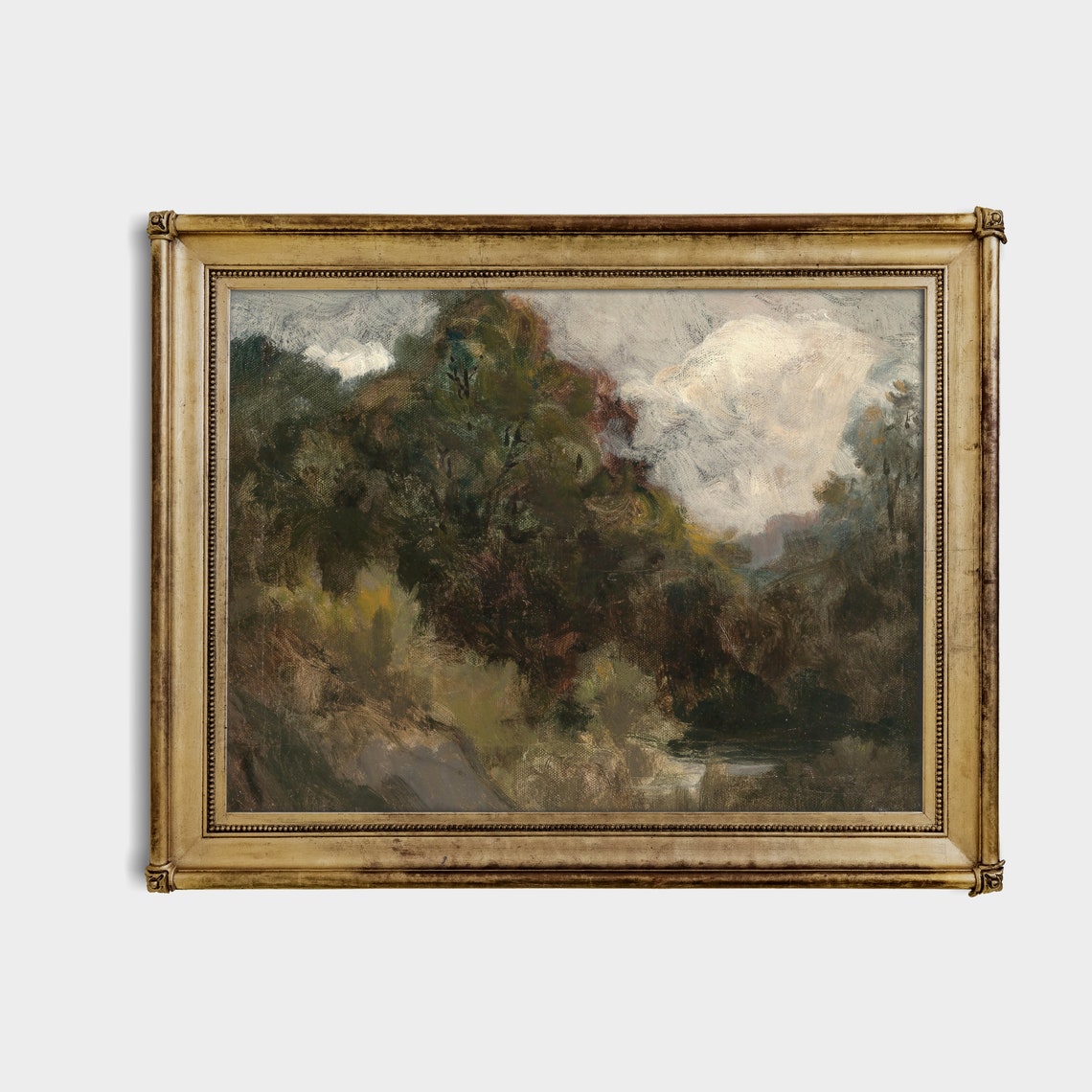 Dark Impressionistic Woodland Forest Oil Study Vintage Art Poster - Image 4