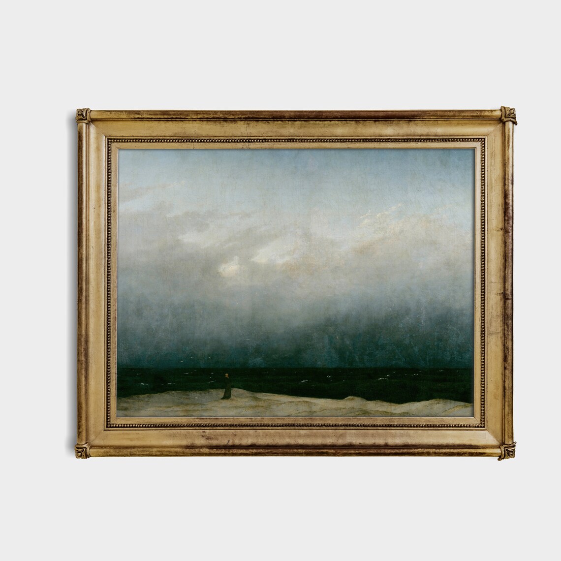 Lone Figure by the Sea Romantic Seascape Painting Vintage Poster - Image 2