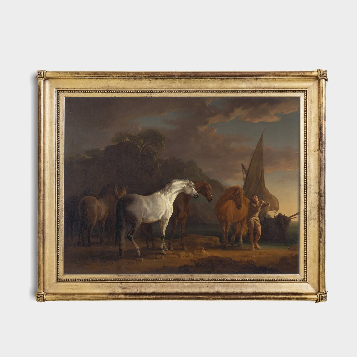 Printed And Shipped Horses Painting Art Dark Moody Rustic Oil Painting Print Vintage Animal Antique Farmhouse Decor Physical Prints - Image 2