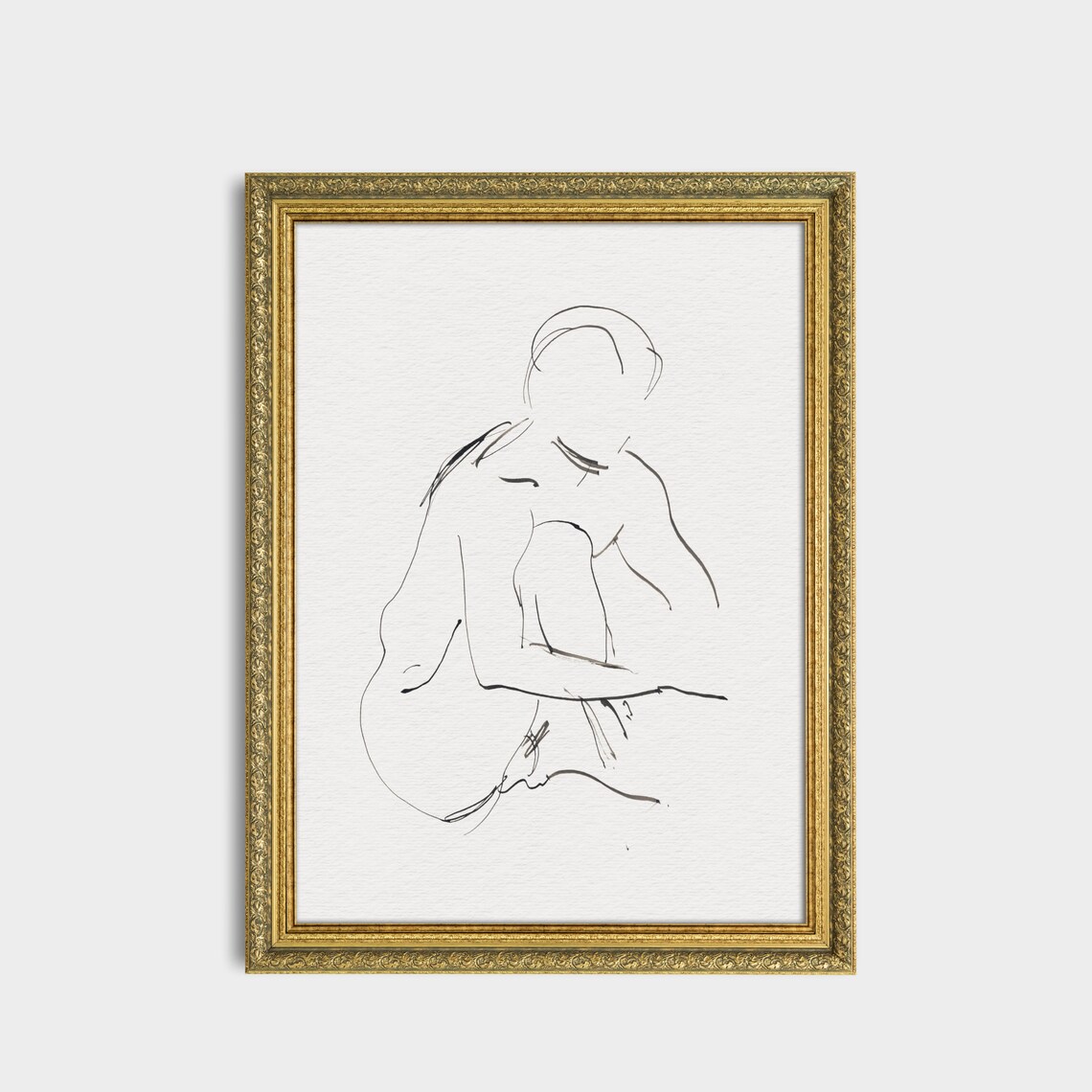 Seated Nude Minimal Single Line Drawing Modern Figure Poster - Image 2