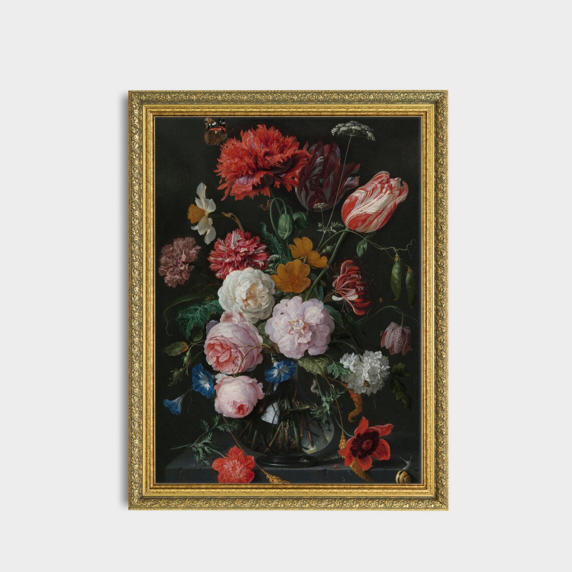 Dutch Old Master Floral Still Life with Striped Tulips Poster - Image 3
