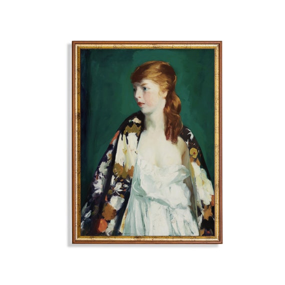 Print And Ship Vintage Portrait Painting Antique Woman Portrait Moody Rustic Print 19th Century Fine Art Mailed Print