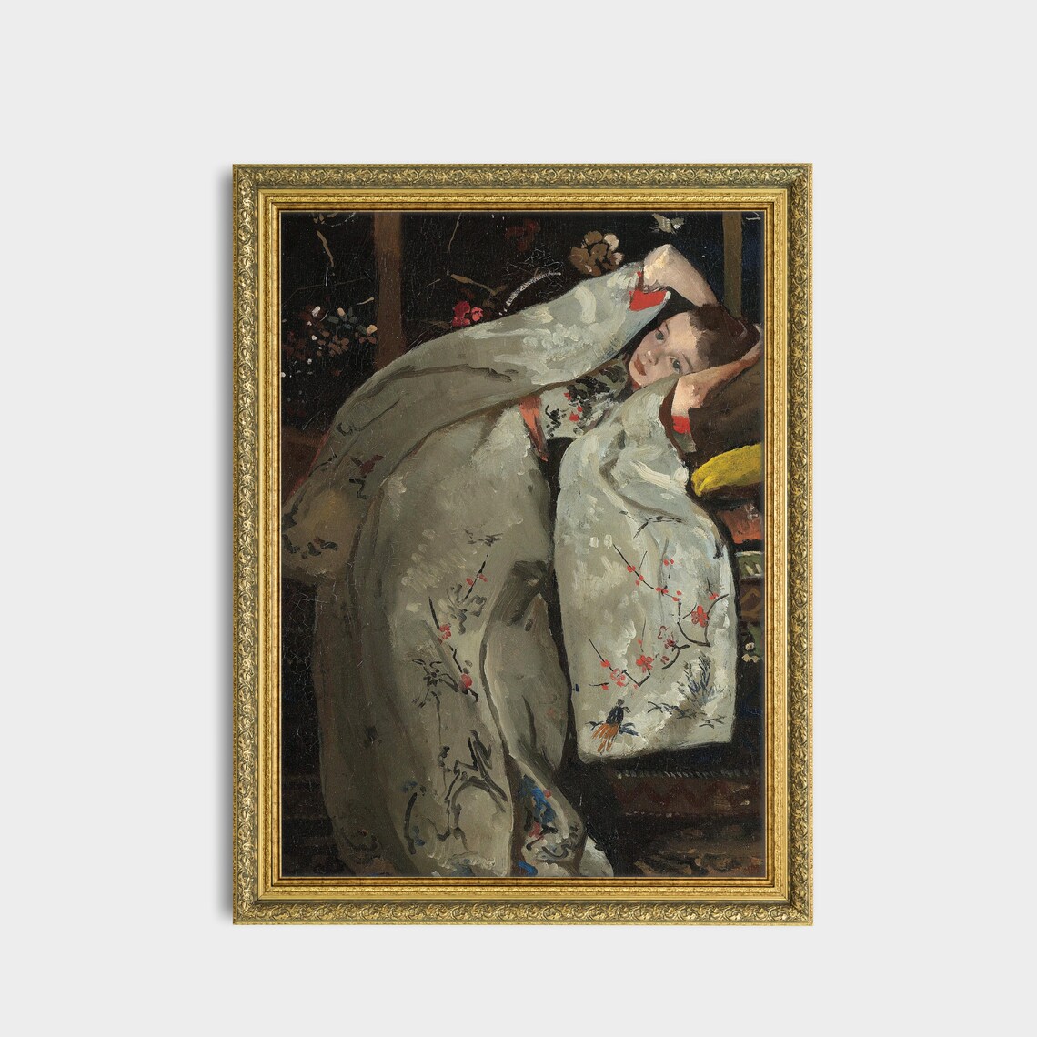 Vintage Girl in White Kimono Japonisme Classic Portrait Poster - Image 3