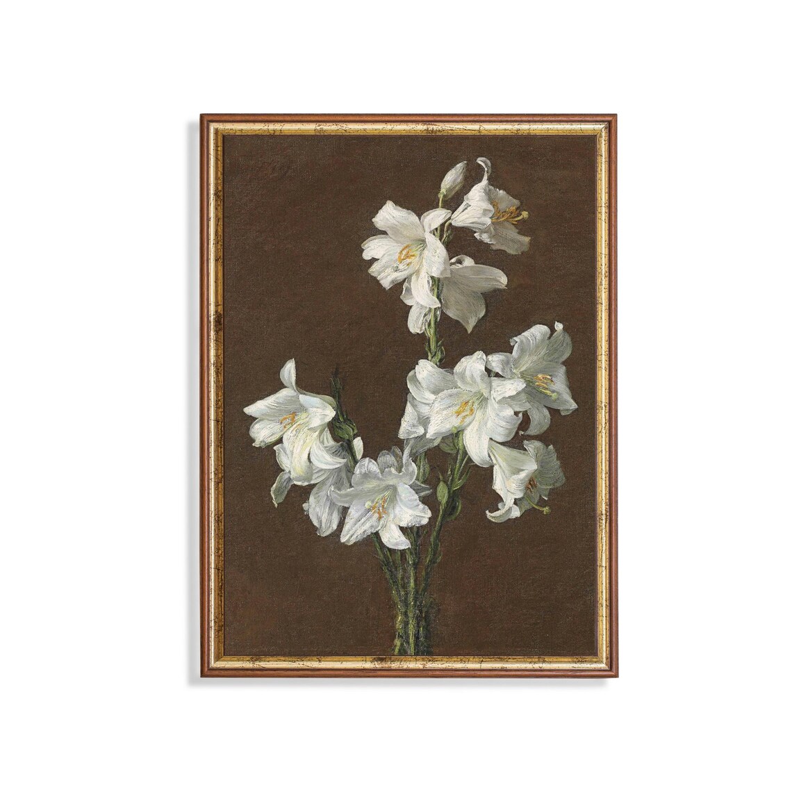 Lis Blancs White Lilies Antique Floral Still Life Art Poster