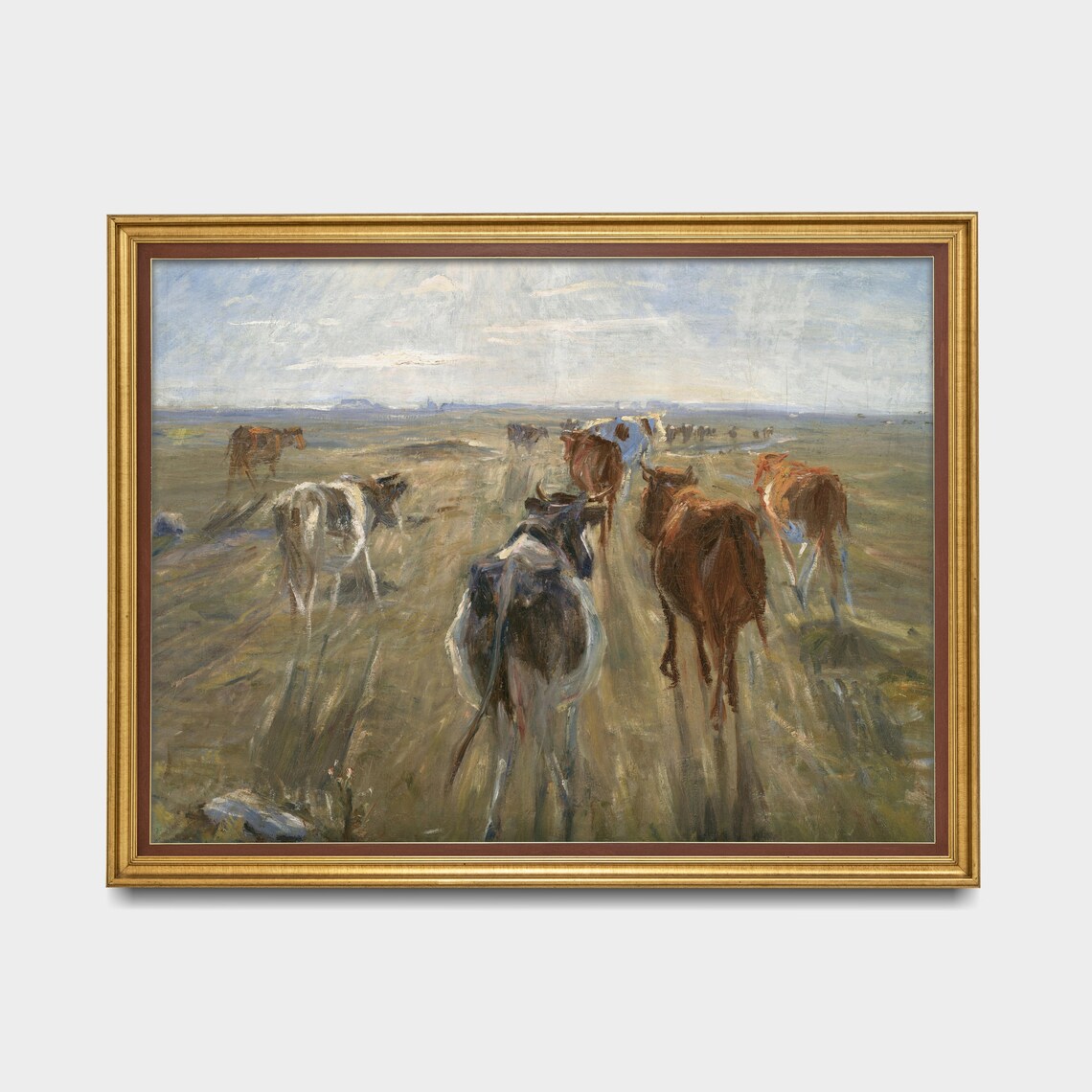 Vintage Cattle Oil Painting, Rustic Farmhouse Art Print - Image 4