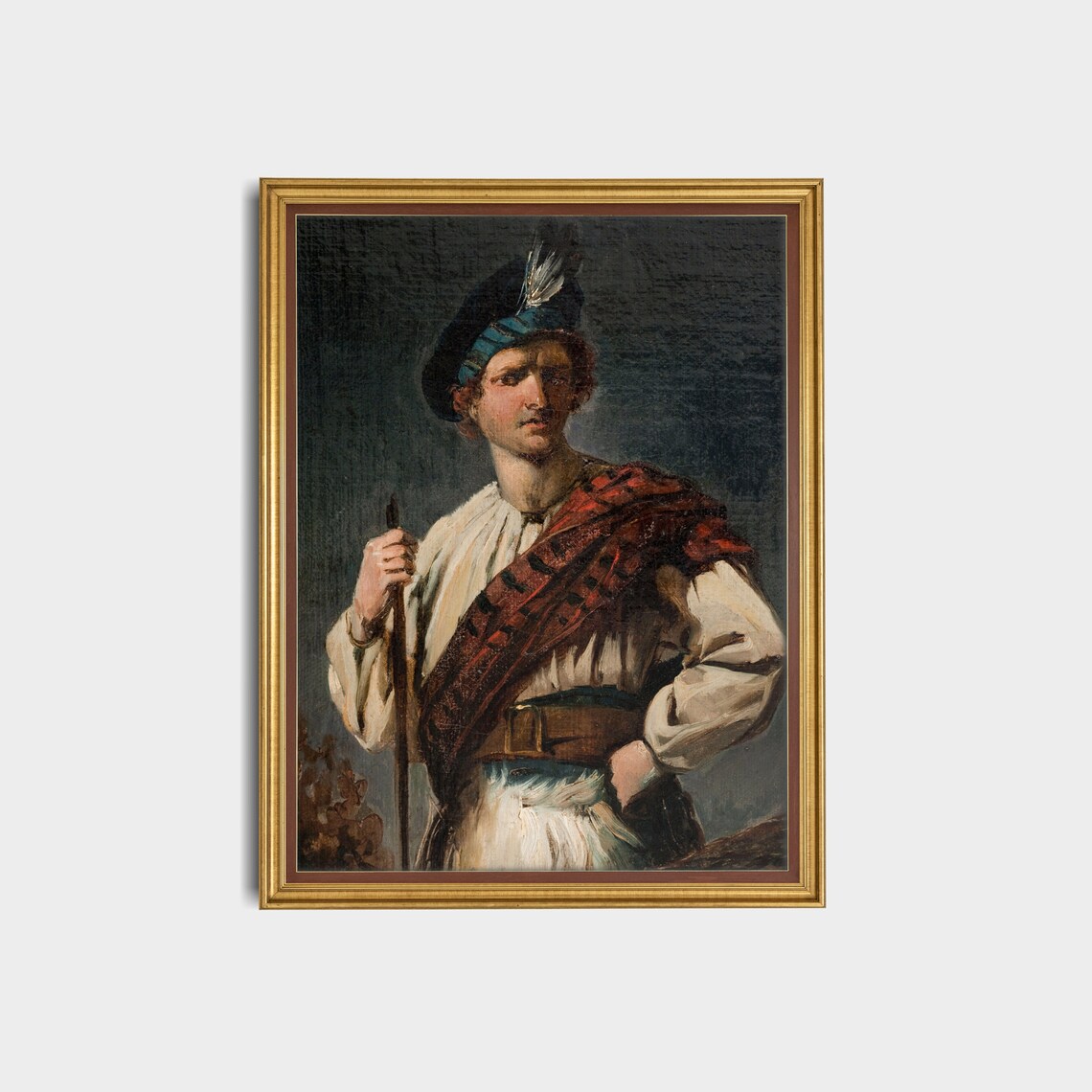 Highlander in Tartan Sash Feathered Bonnet Vintage Portrait Poster - Image 2
