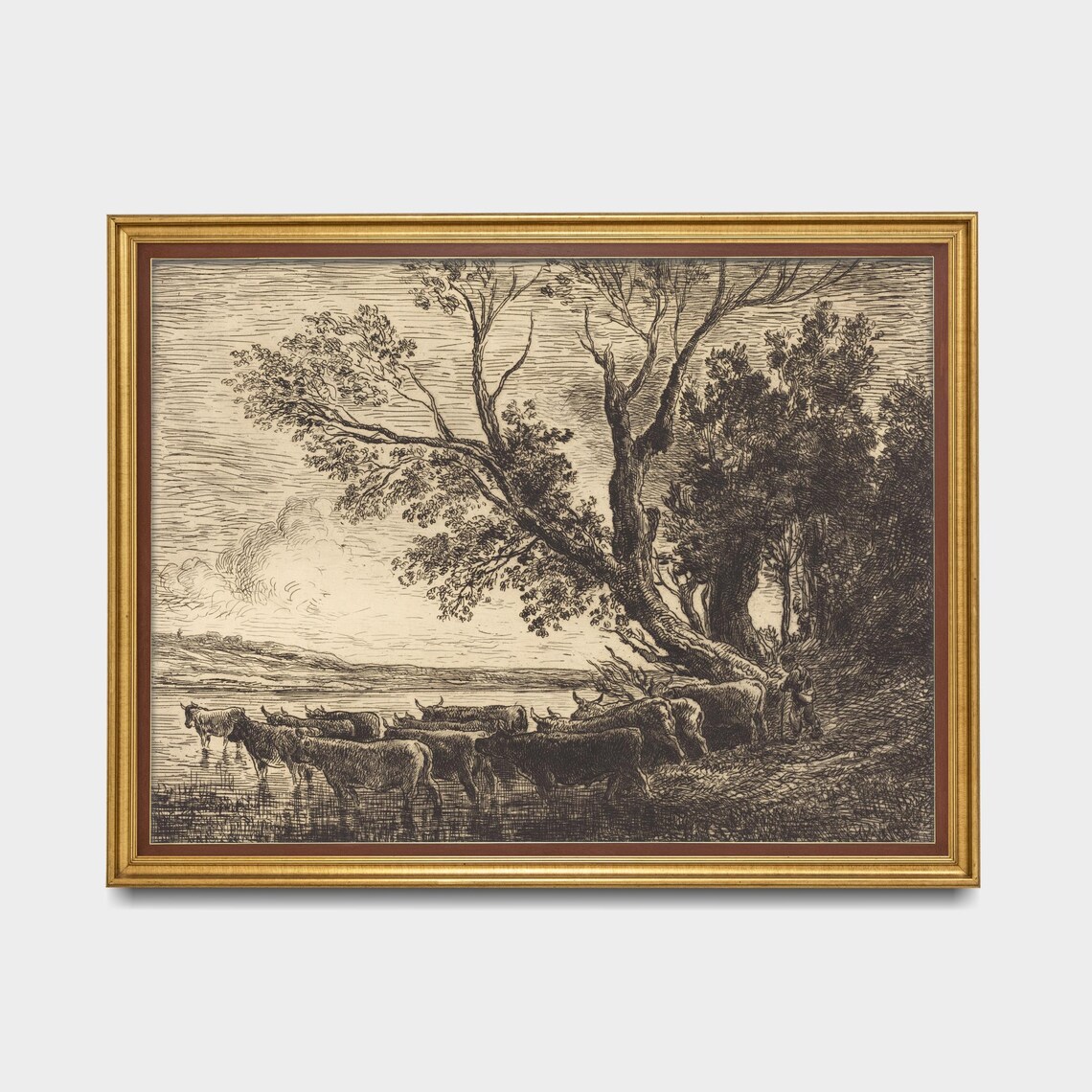 Print And Ship Landscape Sketch Print Vintage Drawing Neutral Rustic Country Decor Antique Etching Wall Art Forest Nature Art - Image 5