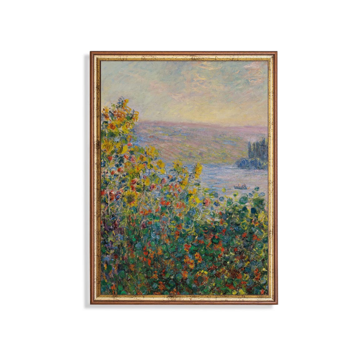 Impressionist Wildflower Garden Overlooking a Sunlit River Poster