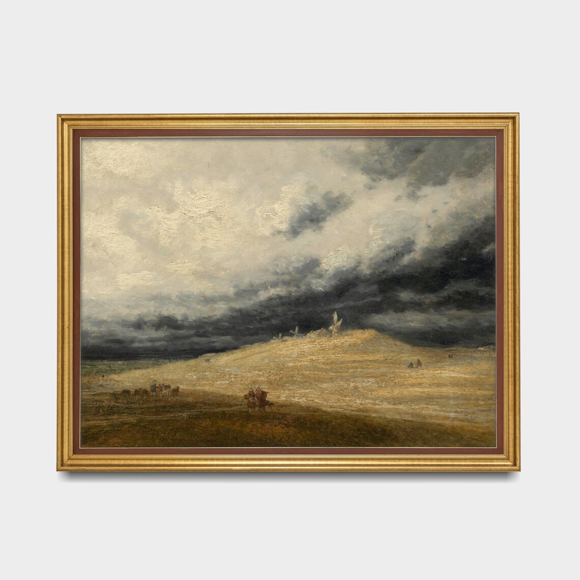 Windmill on Golden Dunes Stormy Sky Vintage Landscape Poster Art - Image 5