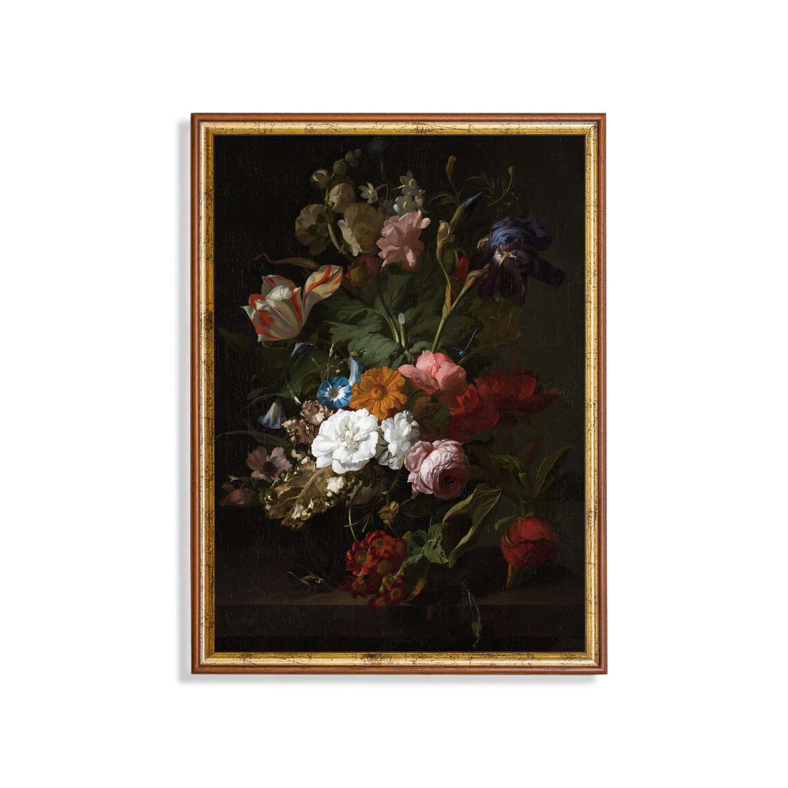 Tulips Roses and Iris Bouquet Dutch Old Master Floral Poster