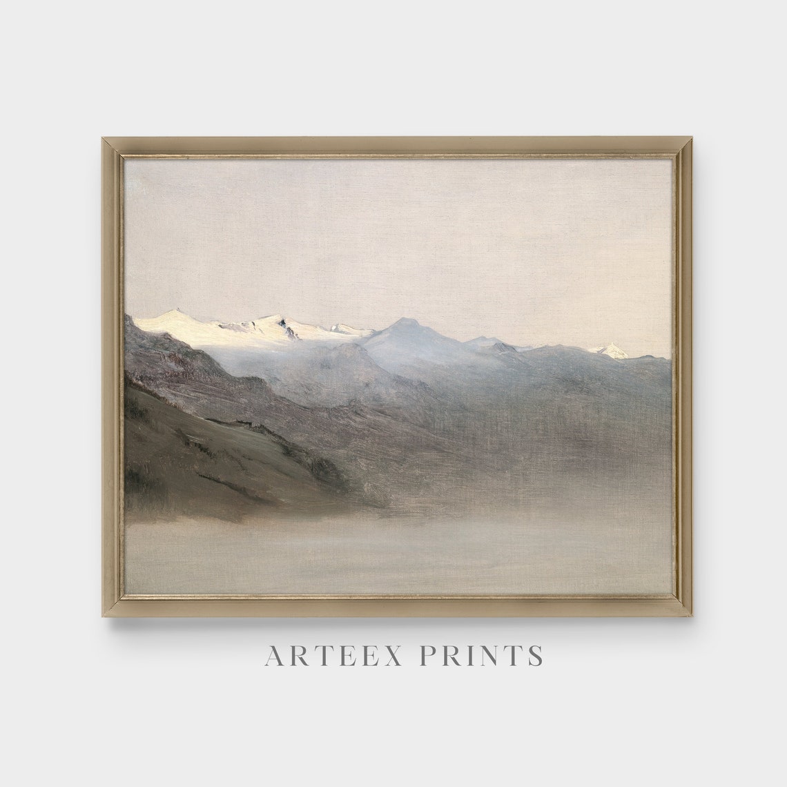 Distant Snowy Peaks In Mist Muted Winter Mountain View Poster - Image 4