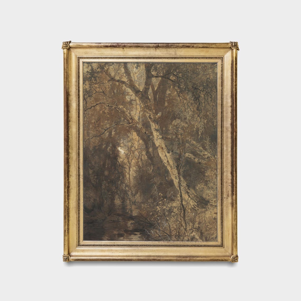 Old Birch Trees Dark Forest Antique Nature Sketch Art Poster - Image 5