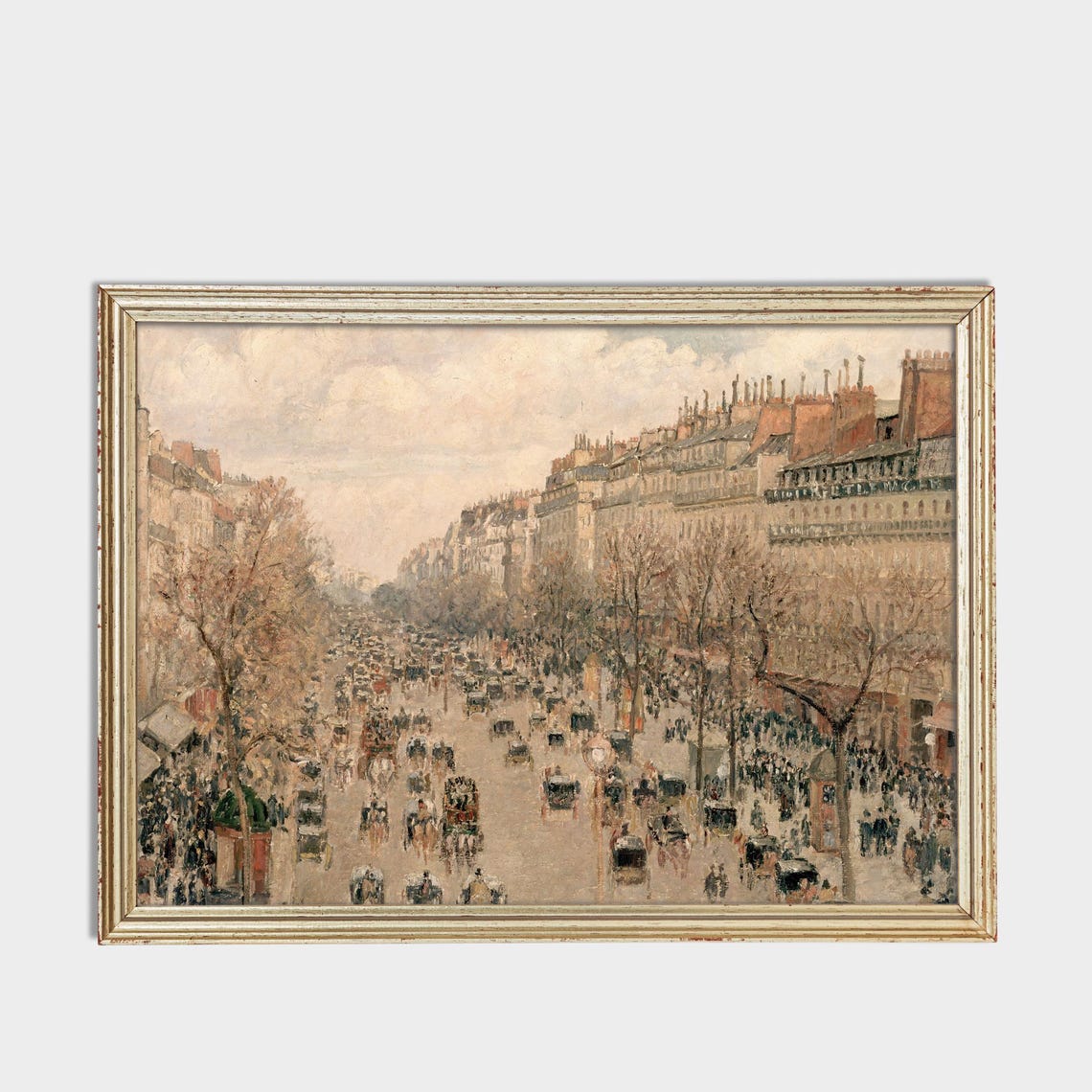 Bustling Paris Boulevard with Carriages Vintage Impressionist Poster - Image 3