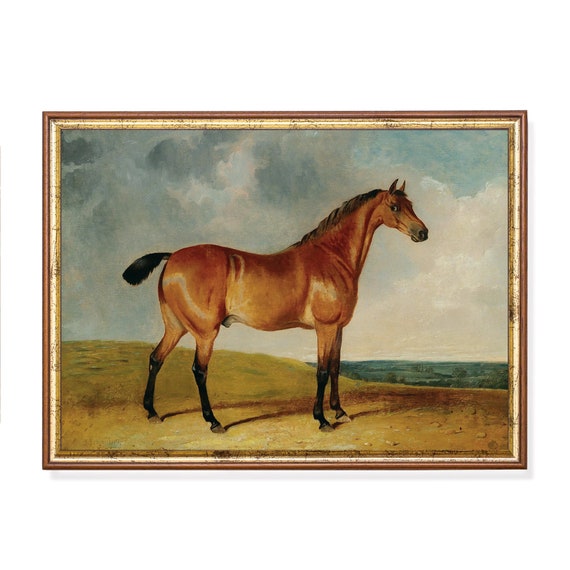 Printed And Shipped Vintage Horse Painting Antique Equestrian Print Moody Rustic Art Farmhouse Animal Art Mailed Print