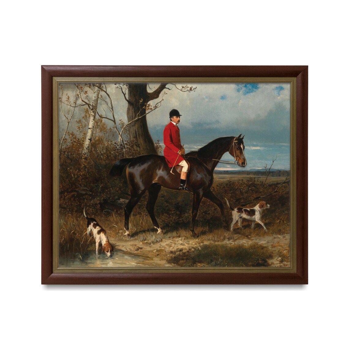 Horseman With Hounds Vintage Equestrian Art Print - Image 3