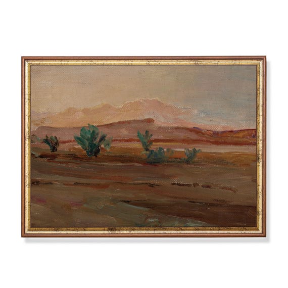Sahara Desert After Rain Vintage Landscape Painting Print Antique Desert Art Sunset Sand Dunes Rustic Wall Decor Print Only