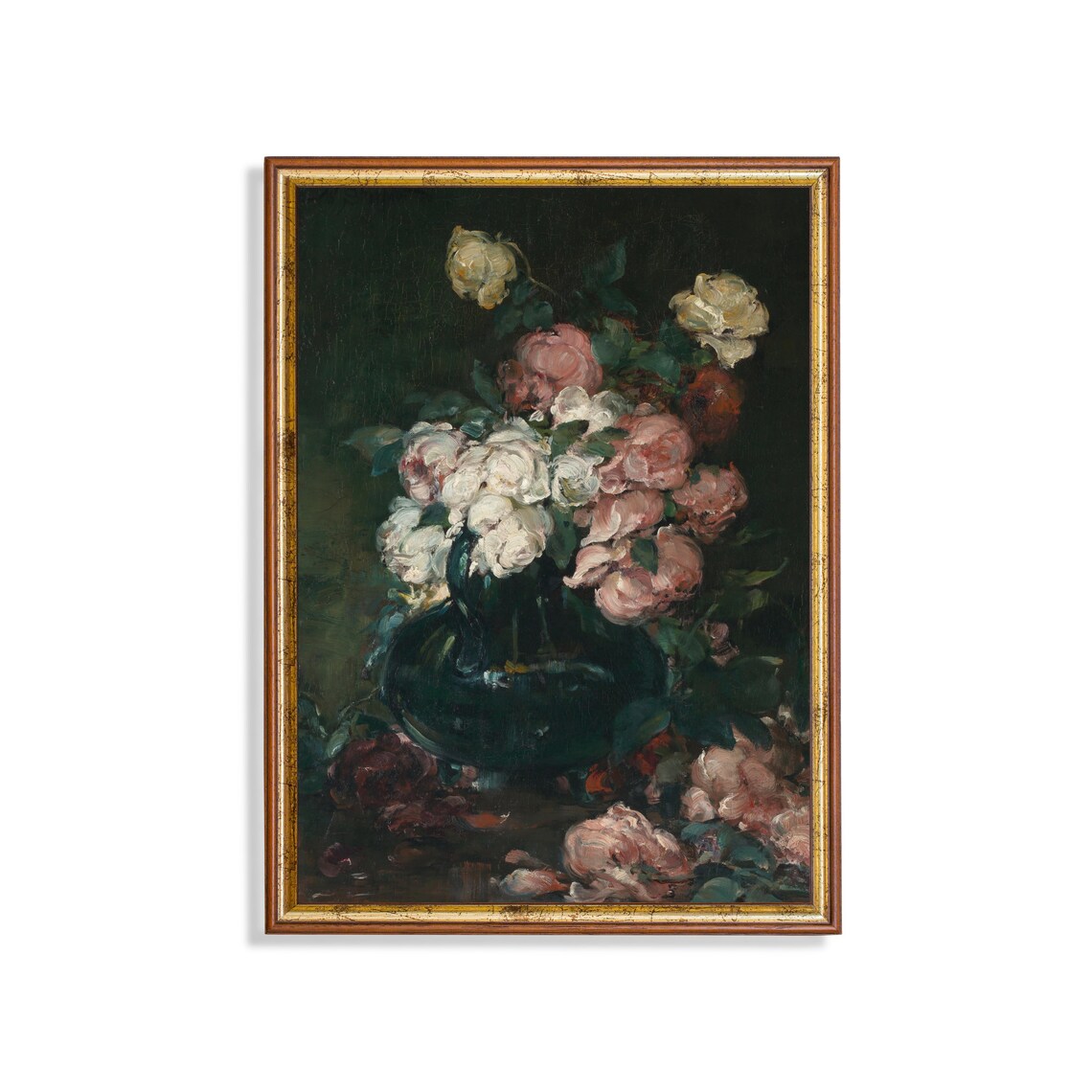 Vintage Still Life With Roses, Floral Art Print