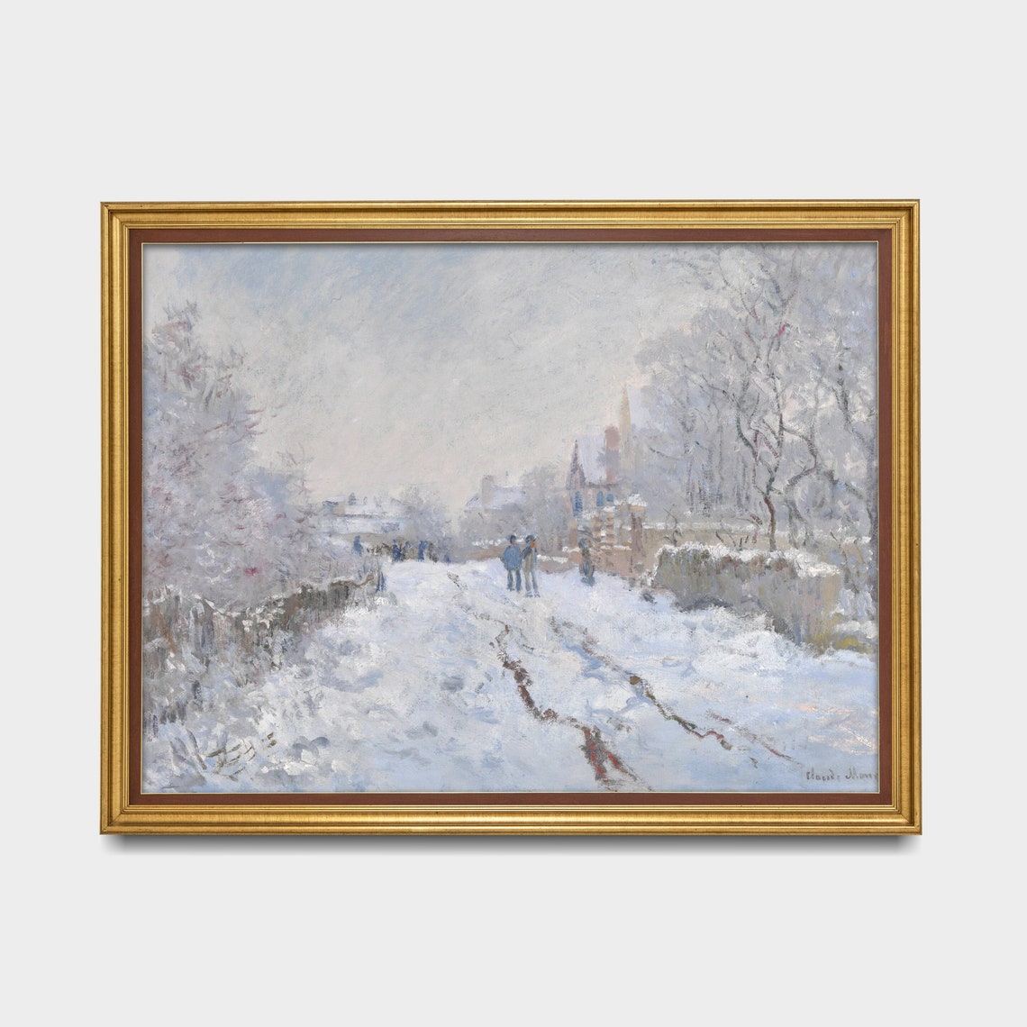 Claude Monet Snowy Village Road Impressionist Winter Scene Poster - Image 3