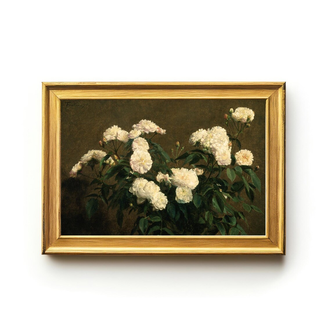 Fantin Latour White Roses Bouquet Classic French Floral Poster