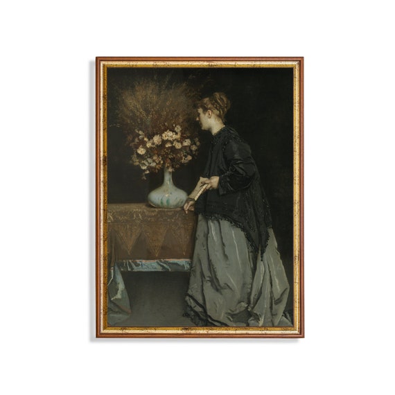 Printed And Shipped Portrait Painting Vintage Wall Art Antique Woman Print Moody Painting Victorian Fine Print Physical Prints
